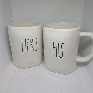 Rae Dunn Artisan Collection HER & HIS Mug Set White Black by Magenta 189